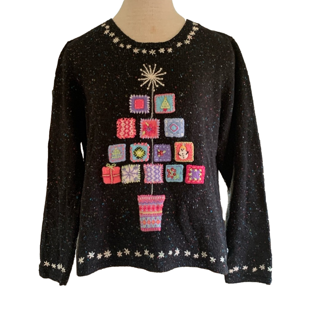 Northern  Isles sz L speckled black vintage knit holiday sweater